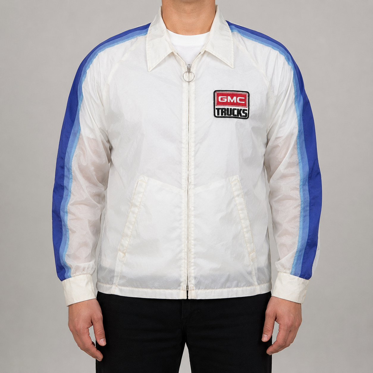 Vintage GMC Trucks Jacket Men's XL White Sheer Windbreaker