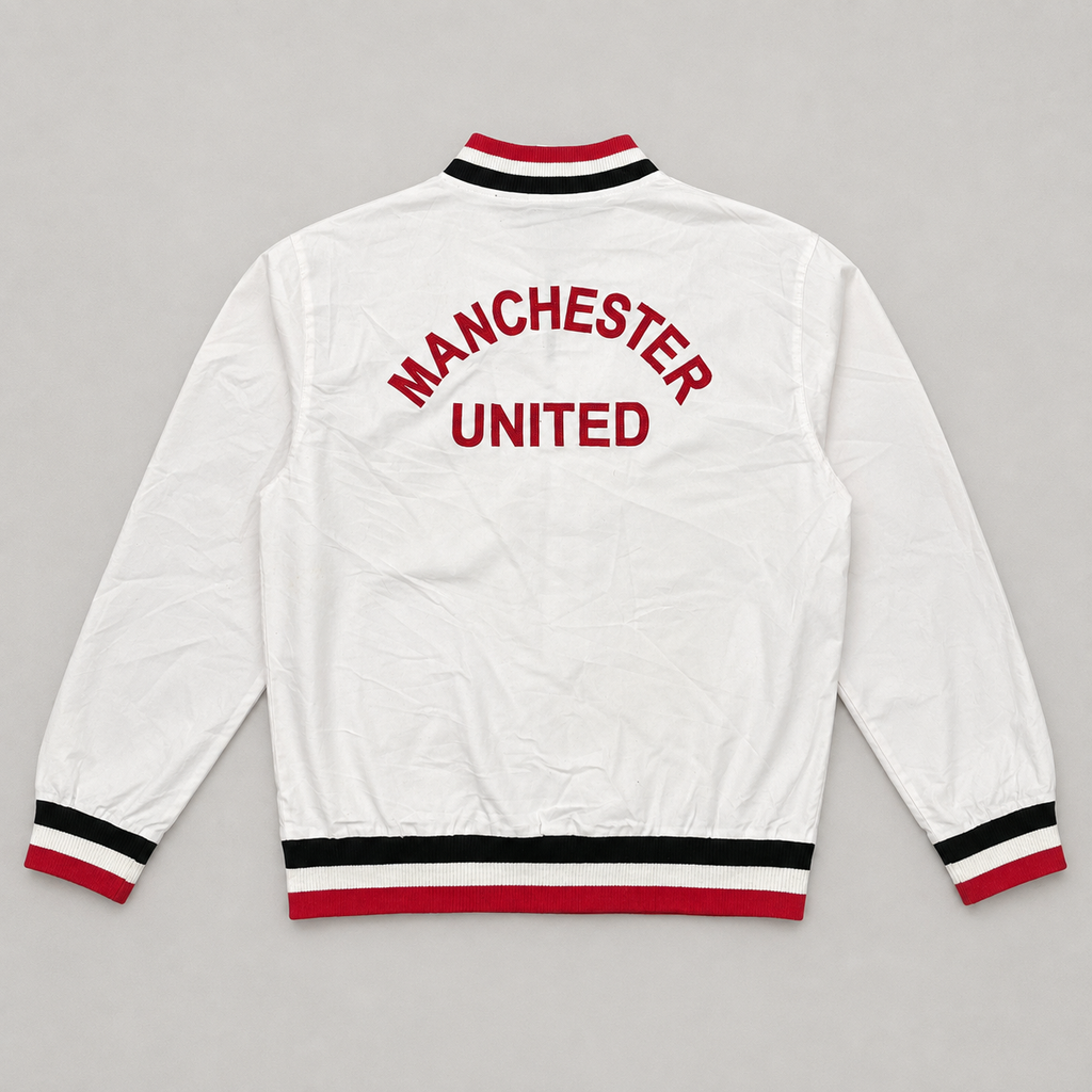 Retro 60's Replica Manchester United Jacket Men's Large White Bomber