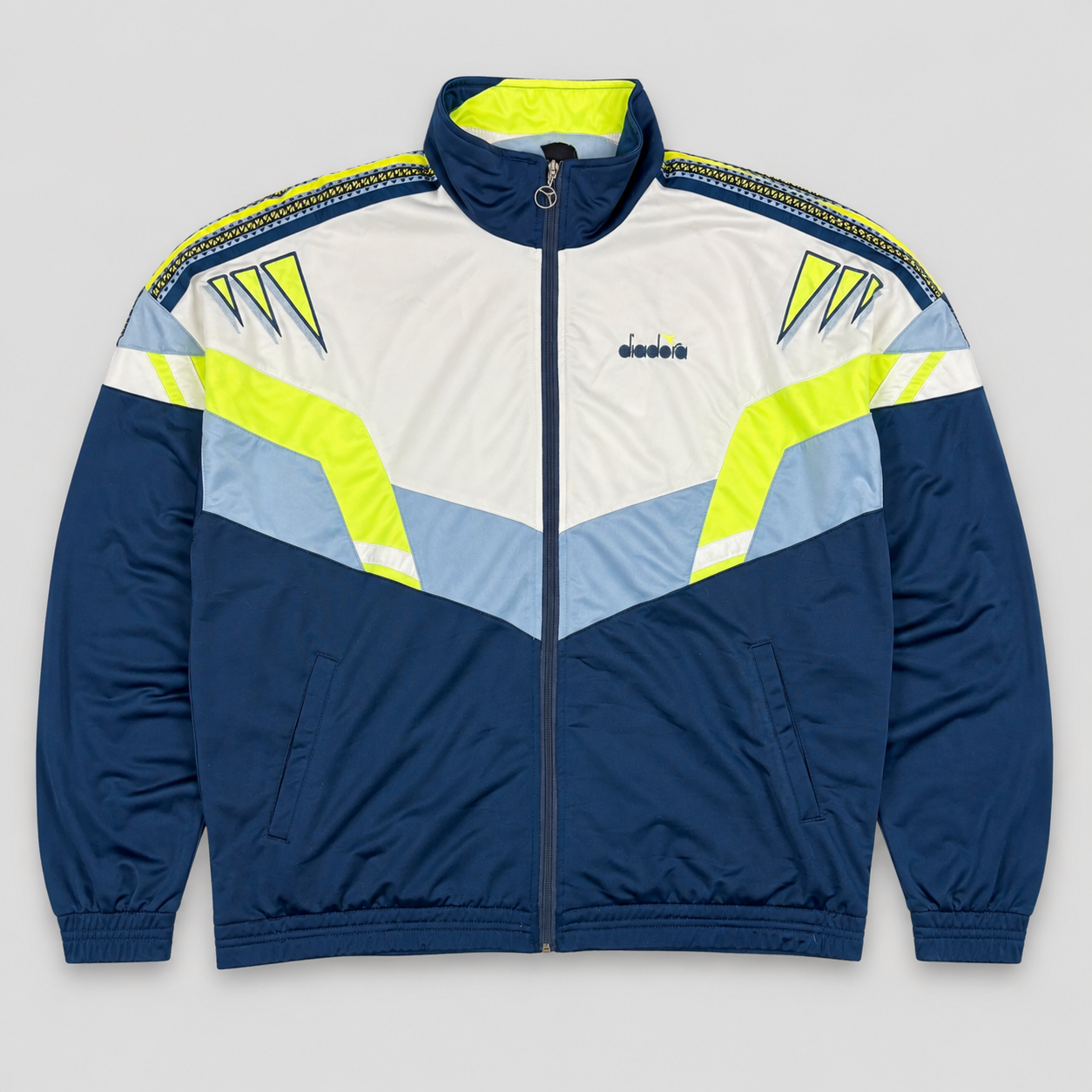 Vintage Diadora Track Jacket Men's XL Blue Green Retro Sportswear