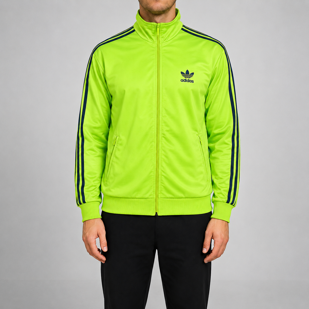 Vintage 90s Adidas Jacket Men's XL Green Blue 3 Stripe Old School Full Zip
