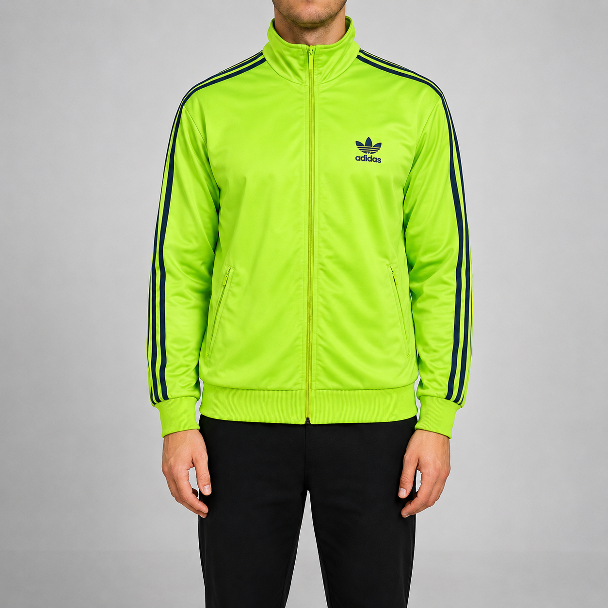 Vintage 90s Adidas Jacket Men's XL Green Blue 3 Stripe Old School Full Zip