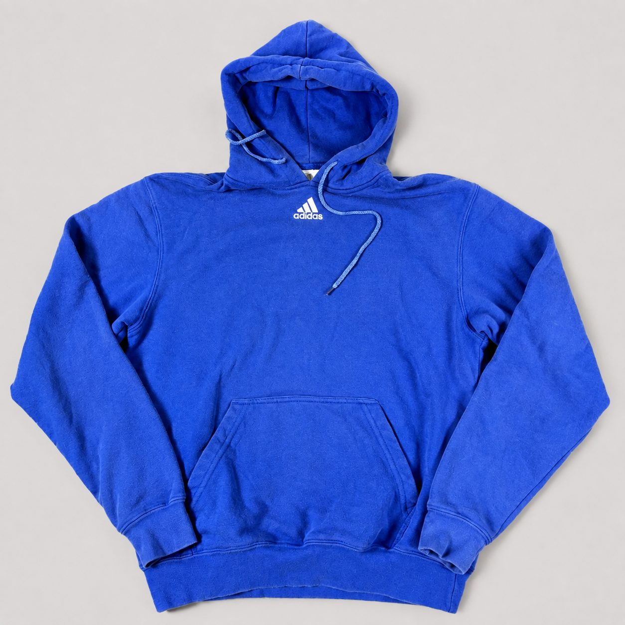 Vintage Y2K Adidas Hoodie Men's Medium Blue Centre Logo Jumper