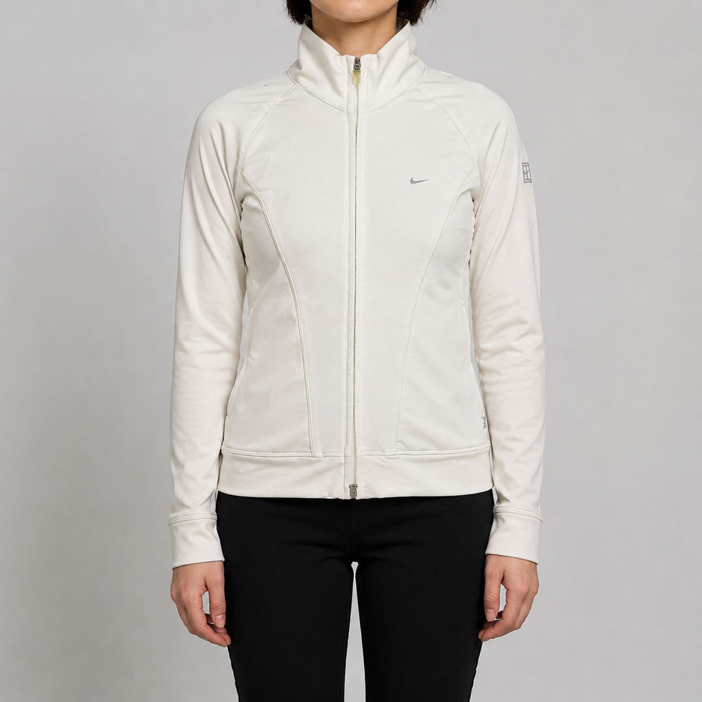 Vintage Y2K Nike Court Jacket Women's XS White Silver Dri-Fit Full Zip