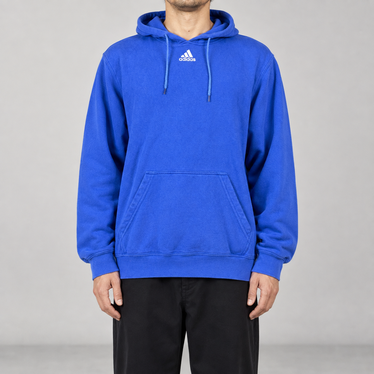 y2k Adidas Hoodie Men's Small Blue Centre Logo Sweatshirt