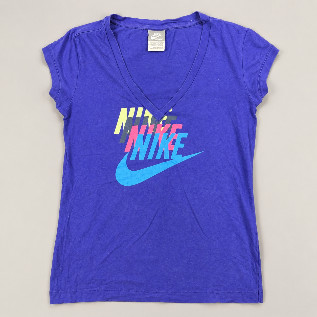 Vintage Nike V-Neck Tshirt Women's Small Purple Y2K Activewear