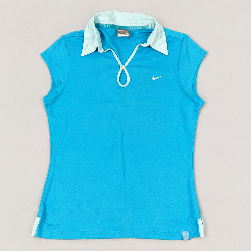 Vintage Nike Court Top Women's Small Blue White Y2K Tennis Activewear