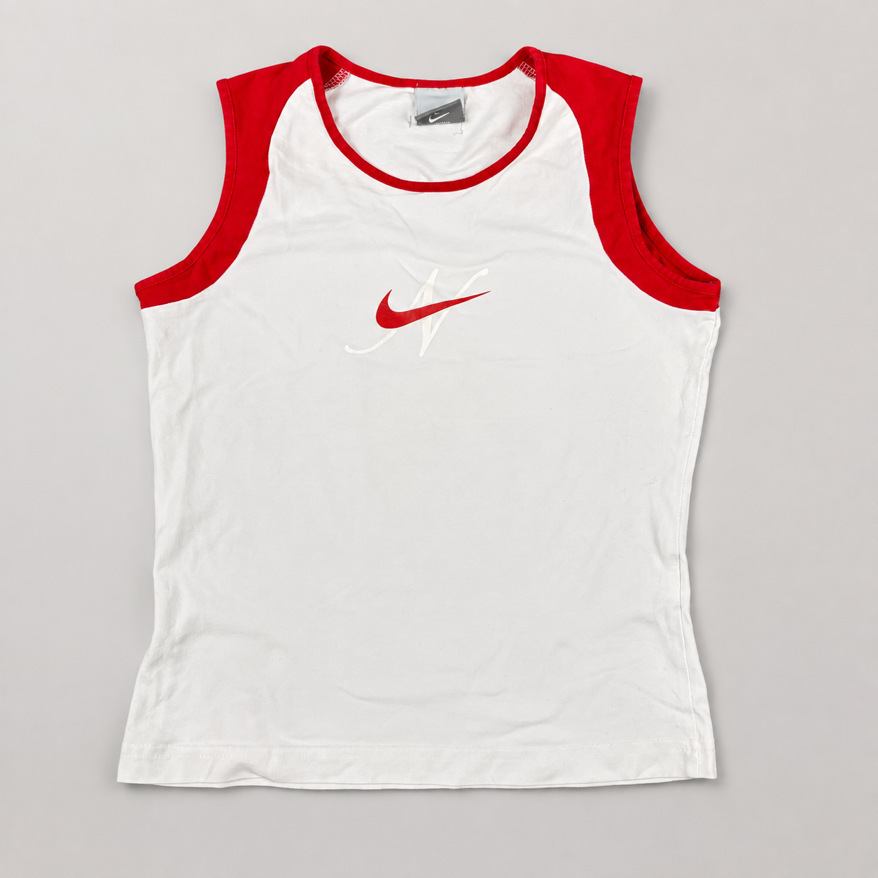 Y2K Nike T-shirt Women's XS White Red Tank Top Vintage Activewear