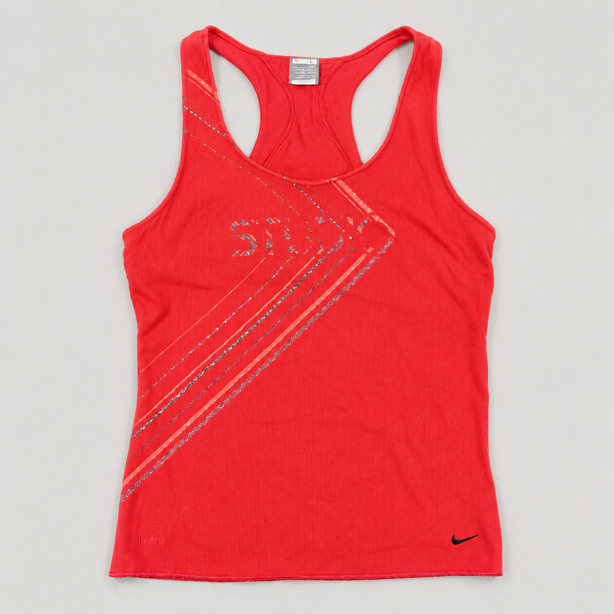 Vintage Y2K Nike Studio Racerback Tank Women's Small Red Ribbed Activewear Top