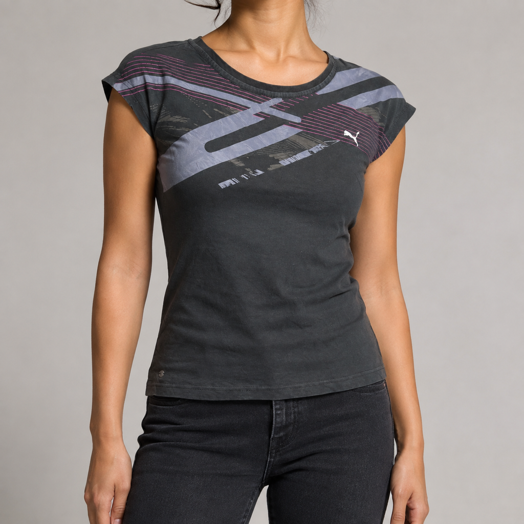 Vintage Puma Activewear Top Women's Small Black 2000s Gym Tee