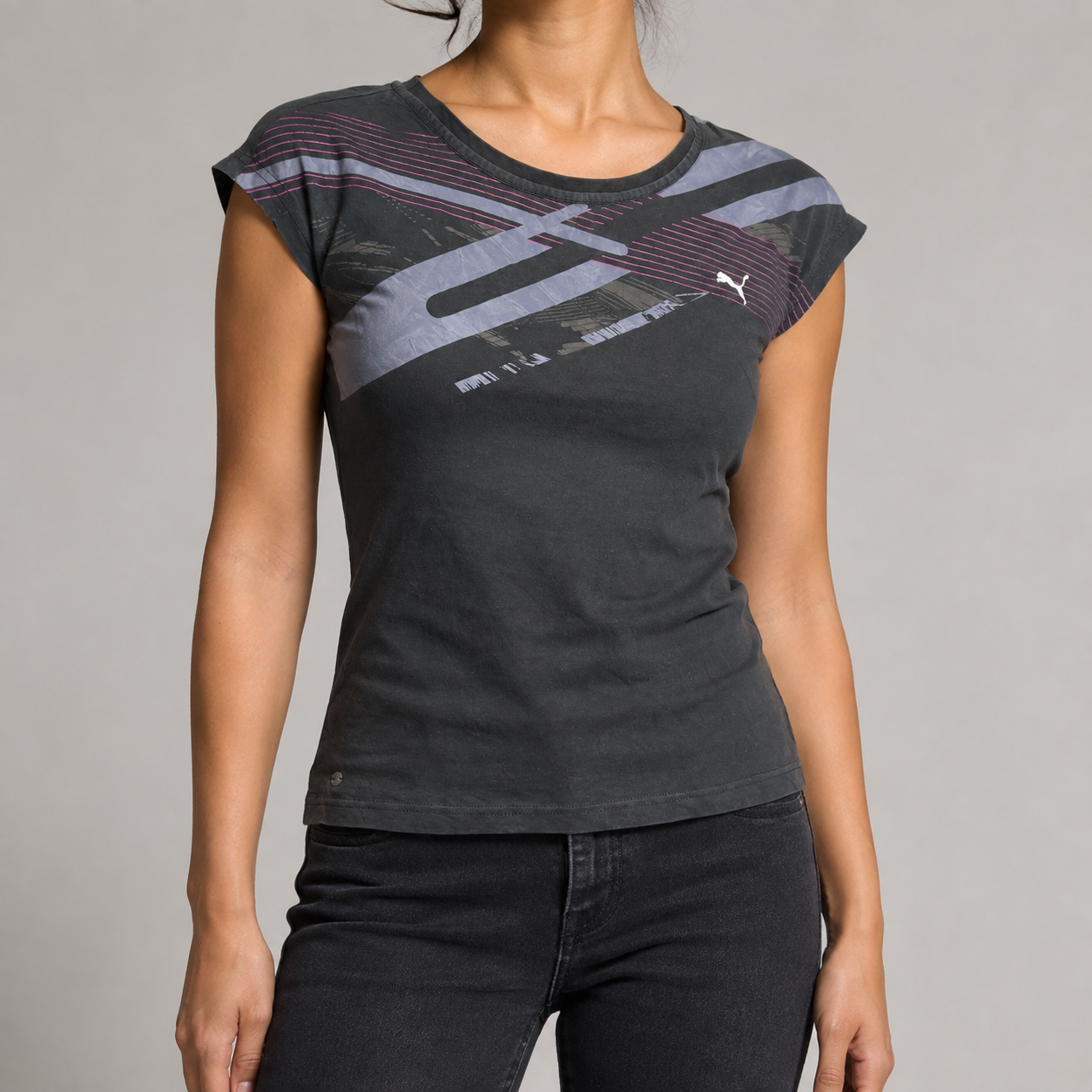 Vintage Puma Activewear Top Women's Small Black 2000s Gym Tee