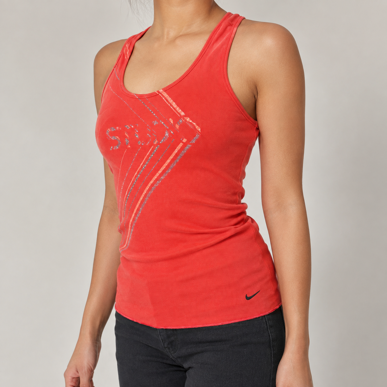 Vintage Y2K Nike Studio Racerback Tank Women's Small Red Ribbed Activewear Top