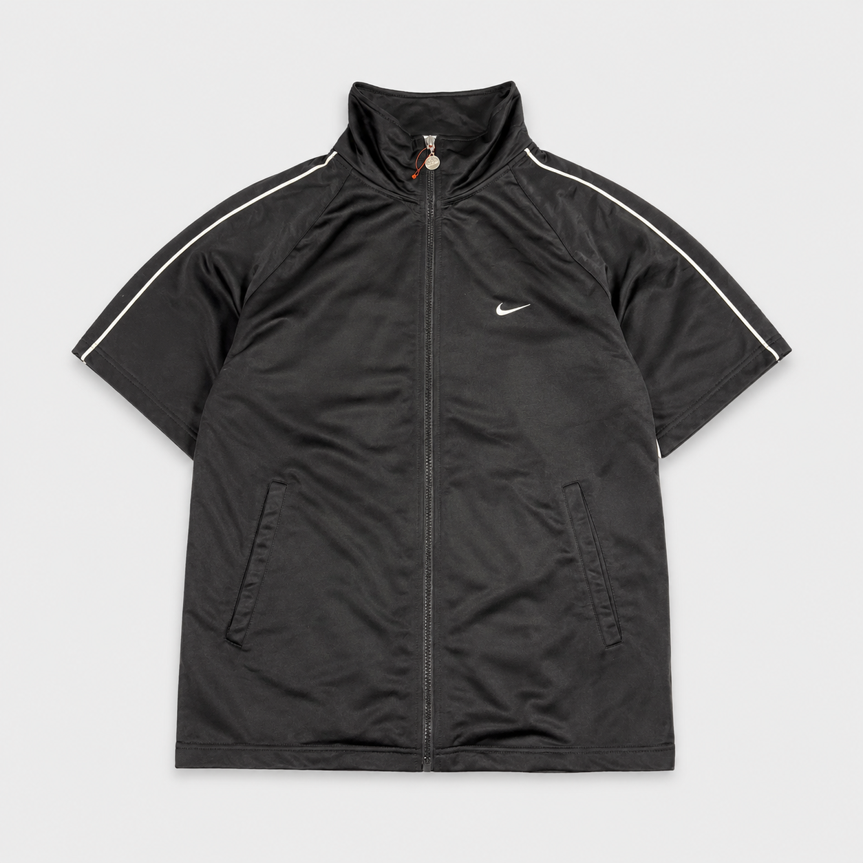 Vintage Nike Full Zip Jersey Men's Medium Black Mock Neck Top