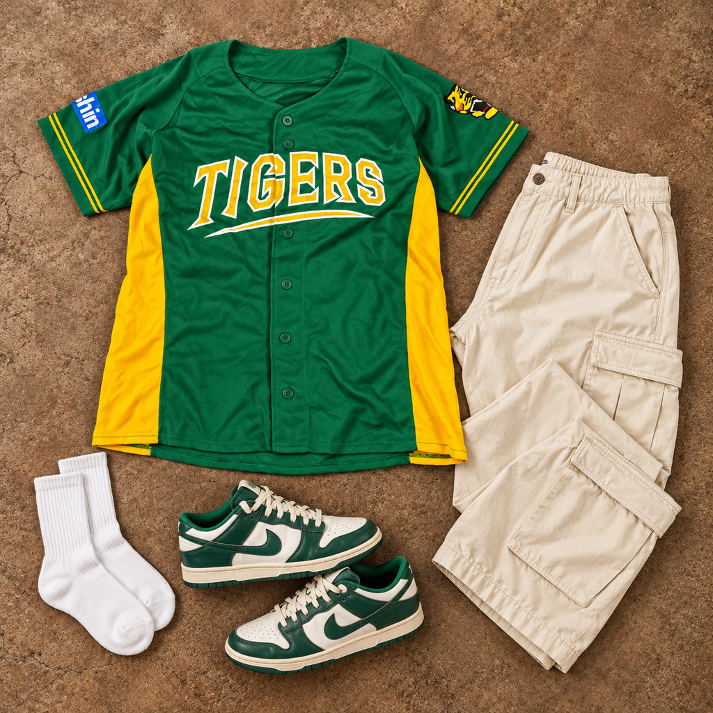 Hanshin Tigers Osaka Japanese Baseball Jersey Men's Small Green Yellow