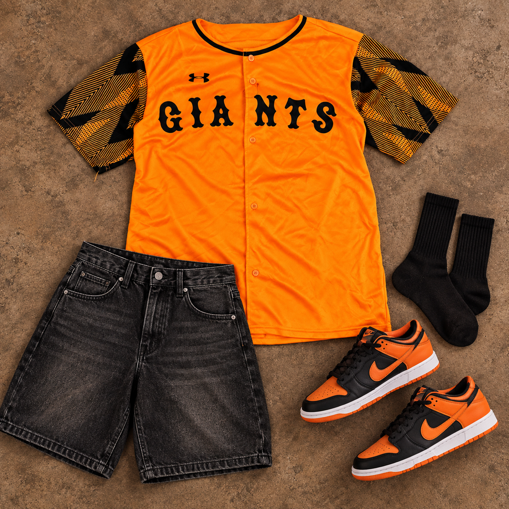 Under Amour Tokyo Giants Baseball Jersey Men's Small Orange Black