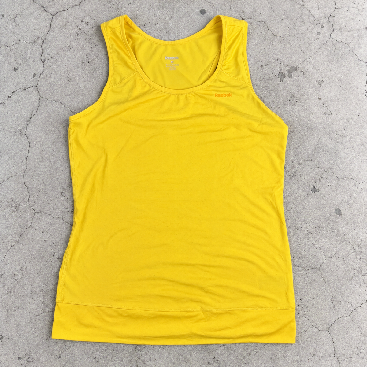 Reebok Activewear Tank Top Women's Small Medium Yellow Stretch Scoop Neck