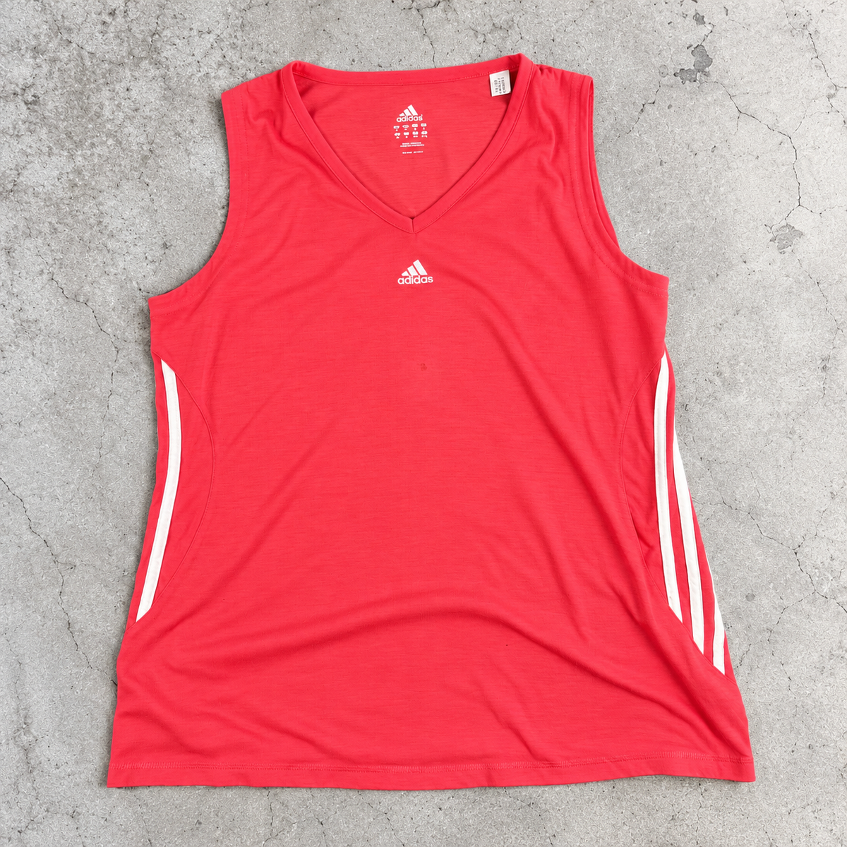 y2k Adidas V-neck Tank Top Women's Small Red Pink 3 Stripe Activewear T-shirt