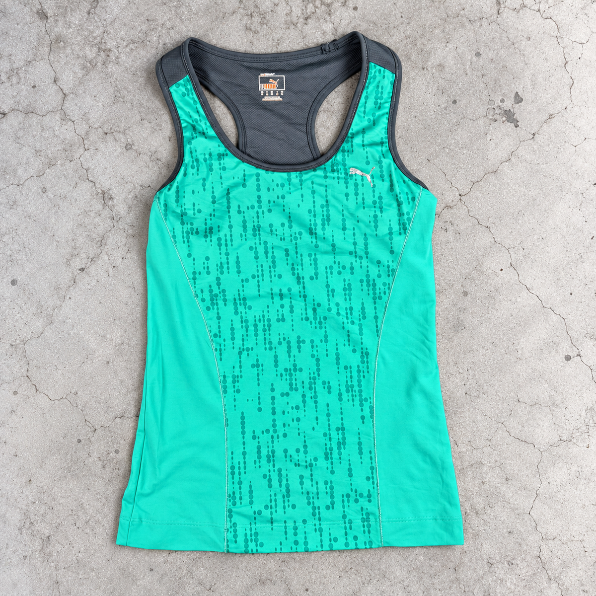 Puma Racerback Top Women's XS Small Green Grey y2k style Activewear w Crop Top