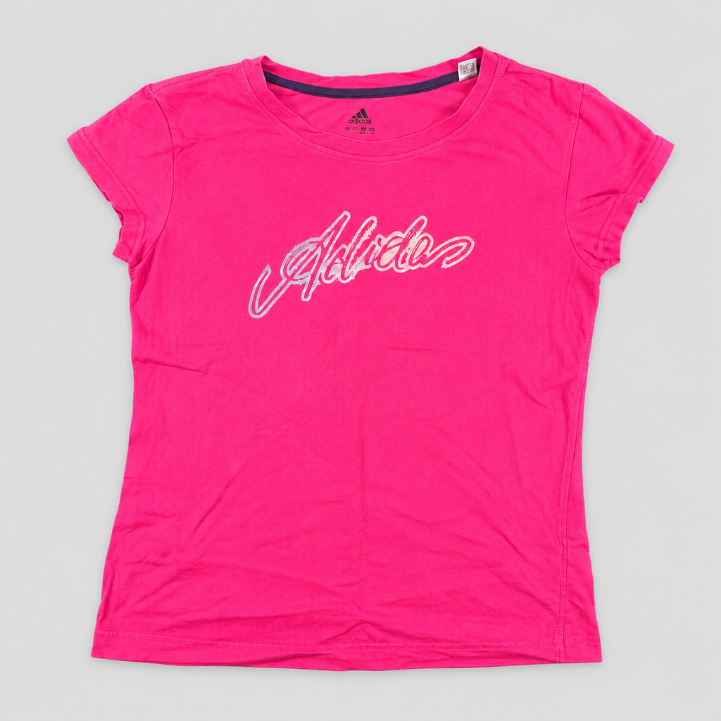 y2k Adidas activewear top women's small pink spell out