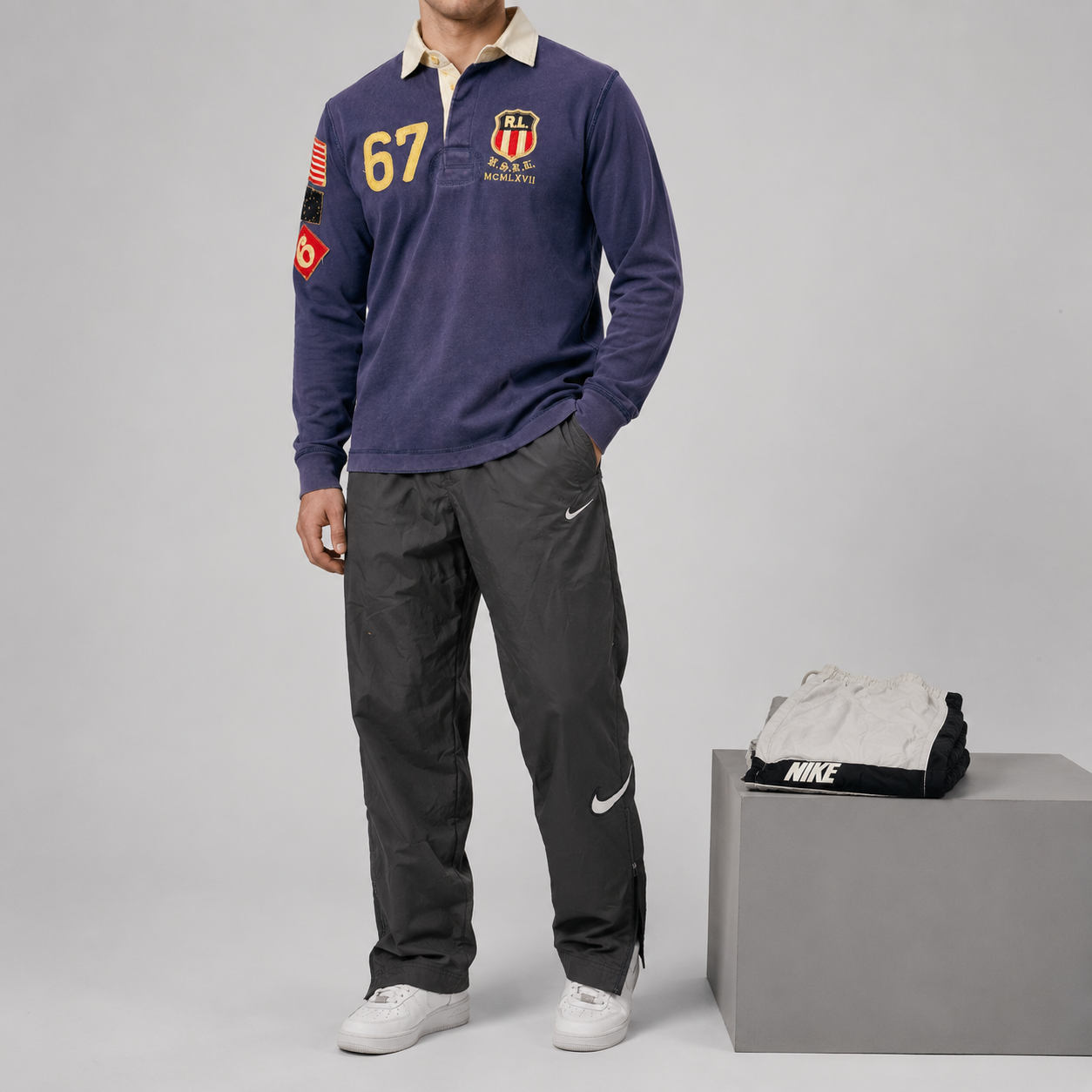 Premium Mystery Box - 2 vintage Nike track pants + 1 Ralph Lauren Rugby Polo