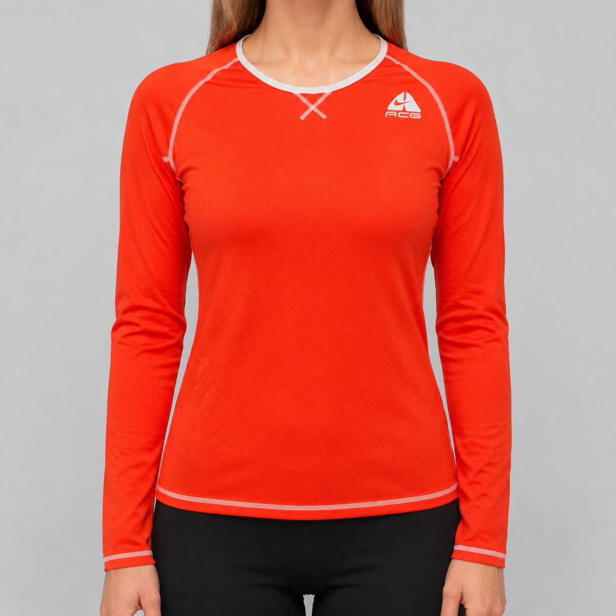 Vintage Nike ACG Activewear Top Size M Orange Long Sleeve NWT Gorpcore Mesh T-shirt