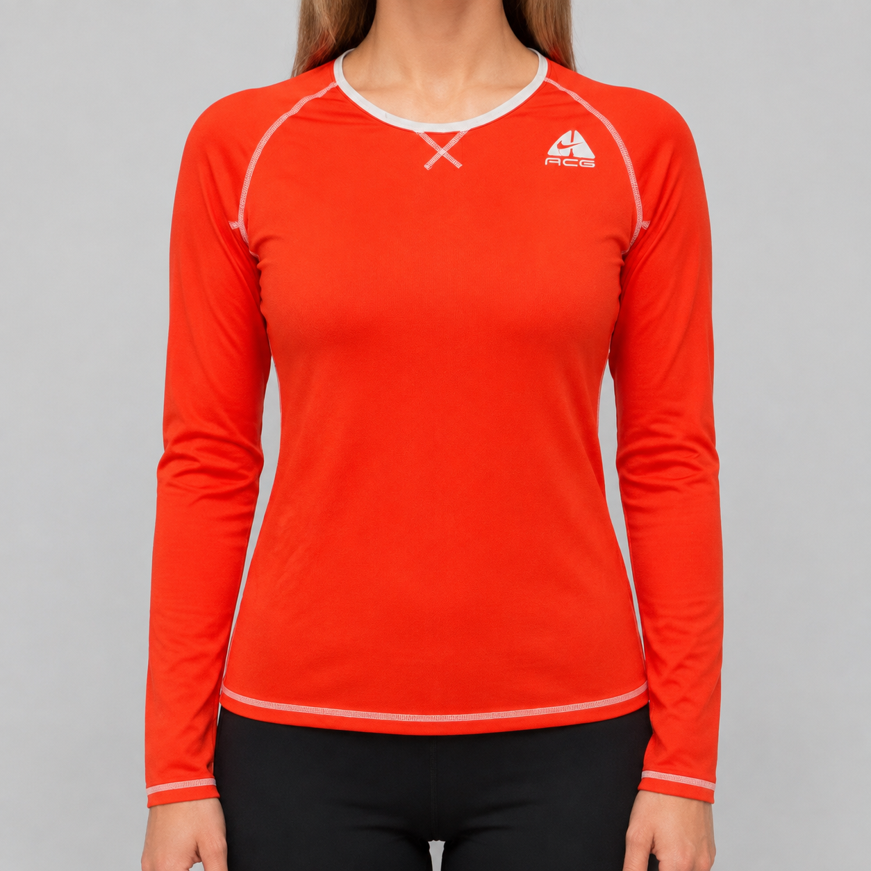 Vintage Nike ACG Activewear Top Size M Orange Long Sleeve NWT Gorpcore Mesh T-shirt