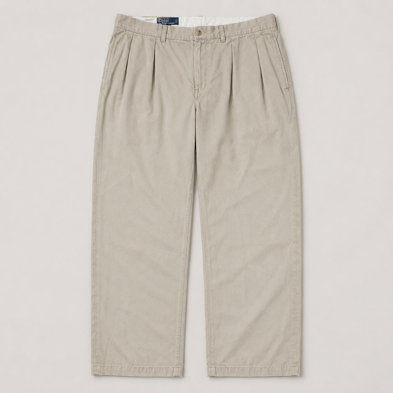 Vintage Polo Ralph Lauren Pants Men's 34 in Grey Wide Chino Trousers