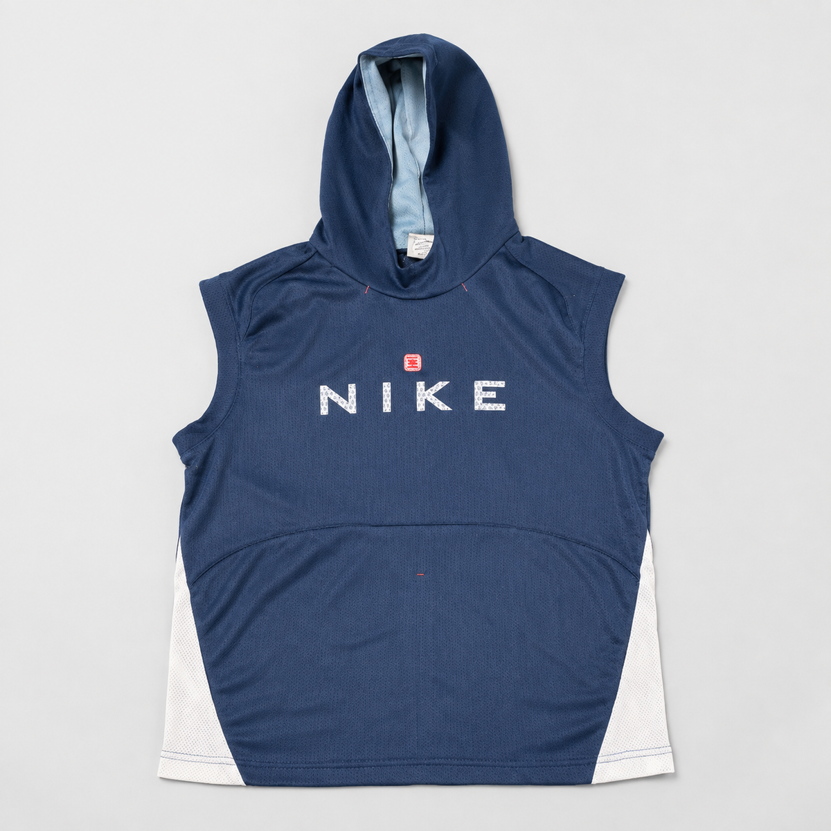 Vintage Y2K Nike Shox Jersey Hoodie Men's M Navy Blue Spell Out Badge Sleeveless
