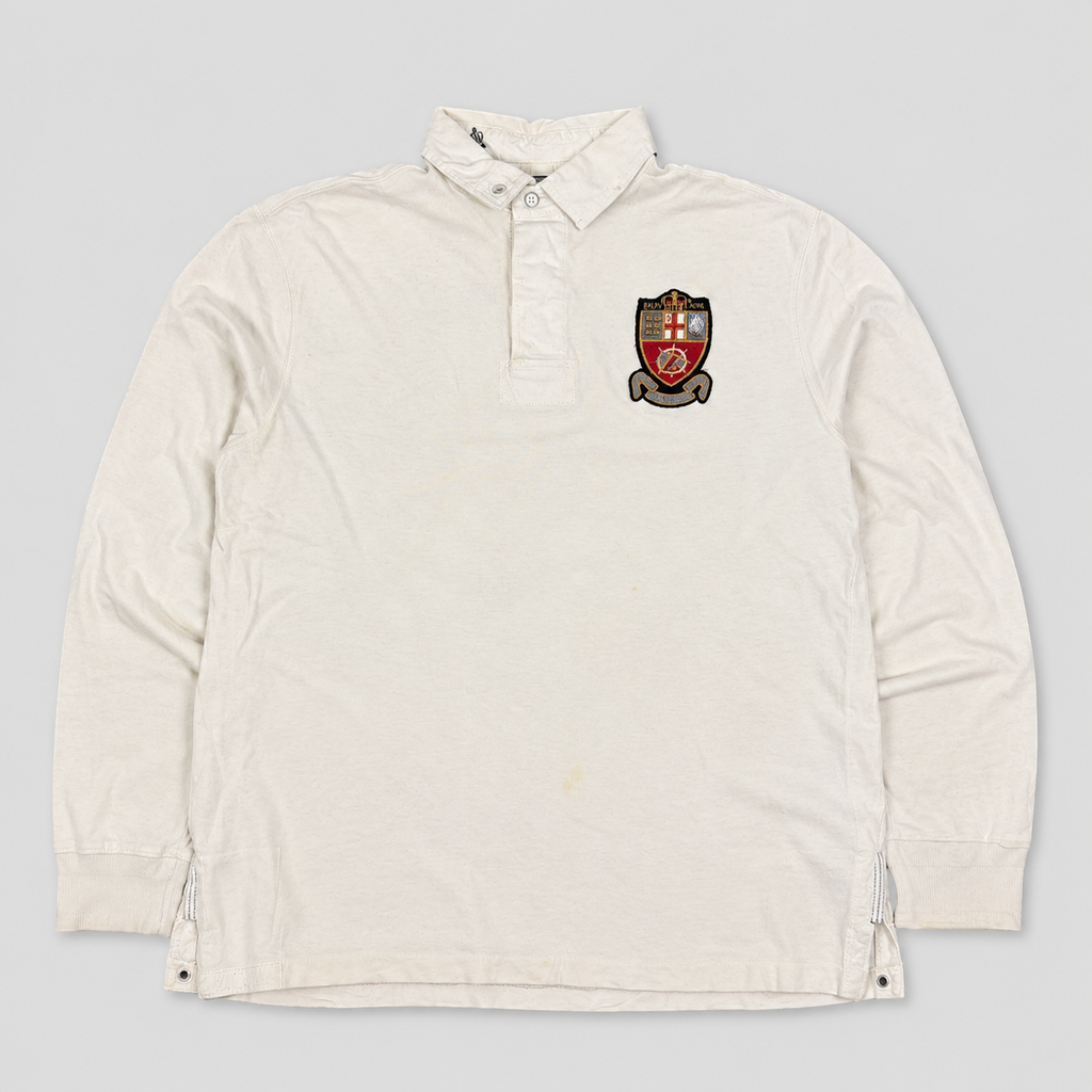 Vintage Y2K Ralph Lauren Rugby Polo Men's XL White Patch Logo Collared