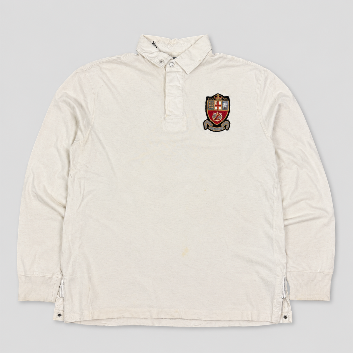 Vintage Y2K Ralph Lauren Rugby Polo Men's XL White Patch Logo Collared