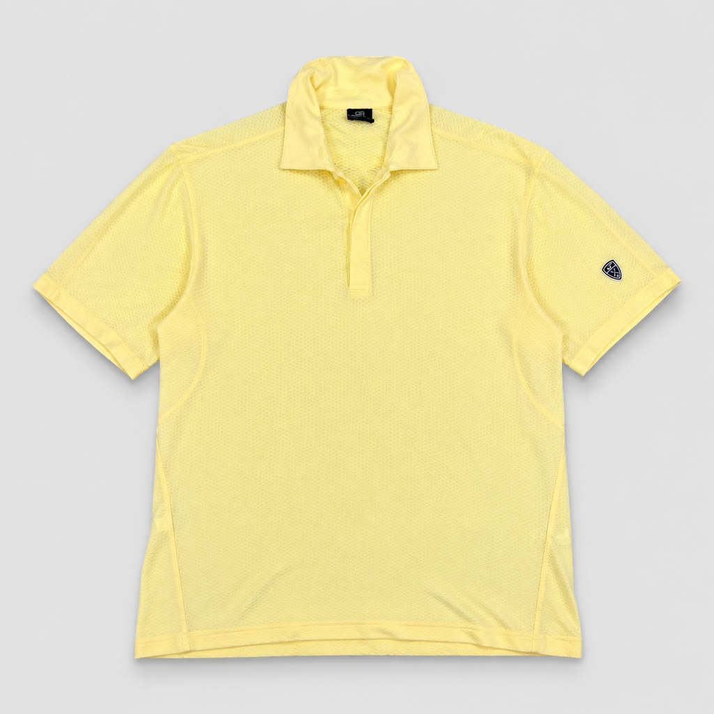 Vintage Y2K Nike Golf Polo Men's S Yellow Textured Jersey Golf Logo T-shirt Collared