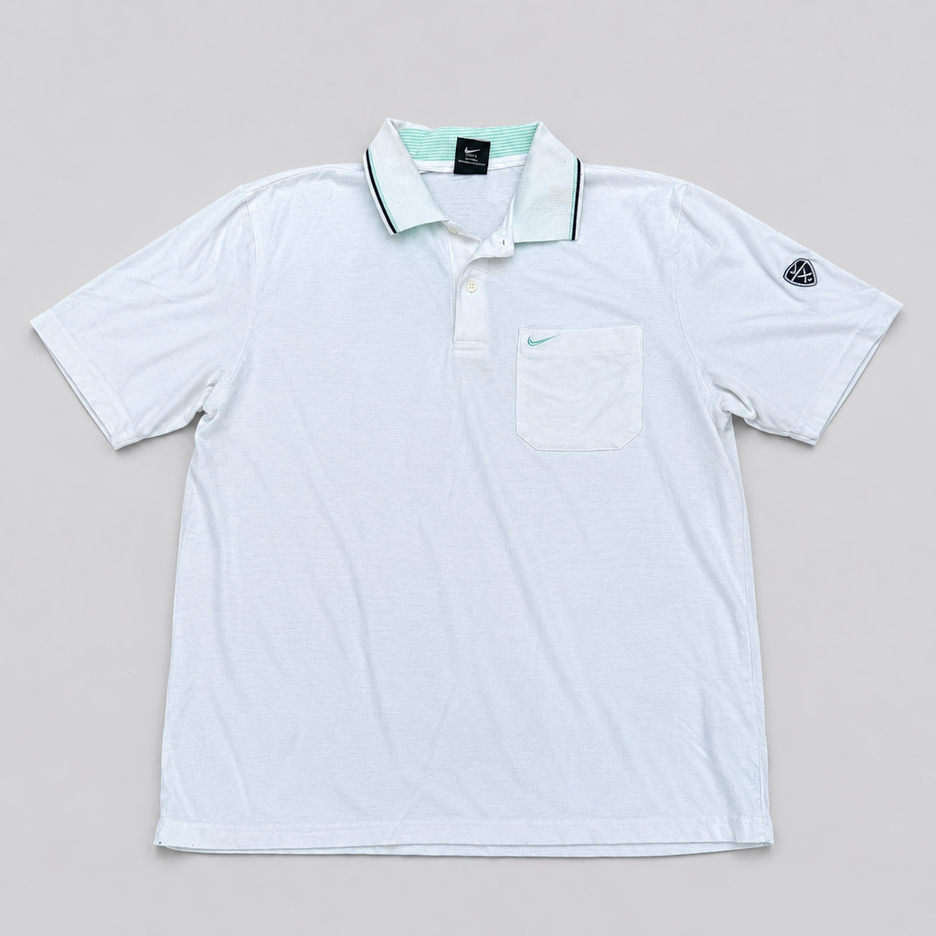 Vintage Y2K Nike Golf Polo Size M White Green Swoosh Classic Golf Logo