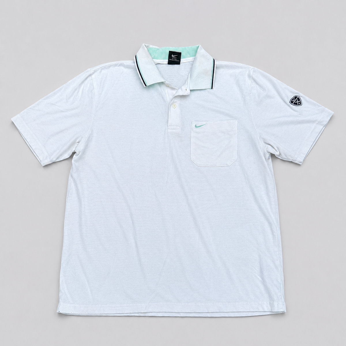 Vintage Y2K Nike Golf Polo Size M White Green Swoosh Classic Golf Logo