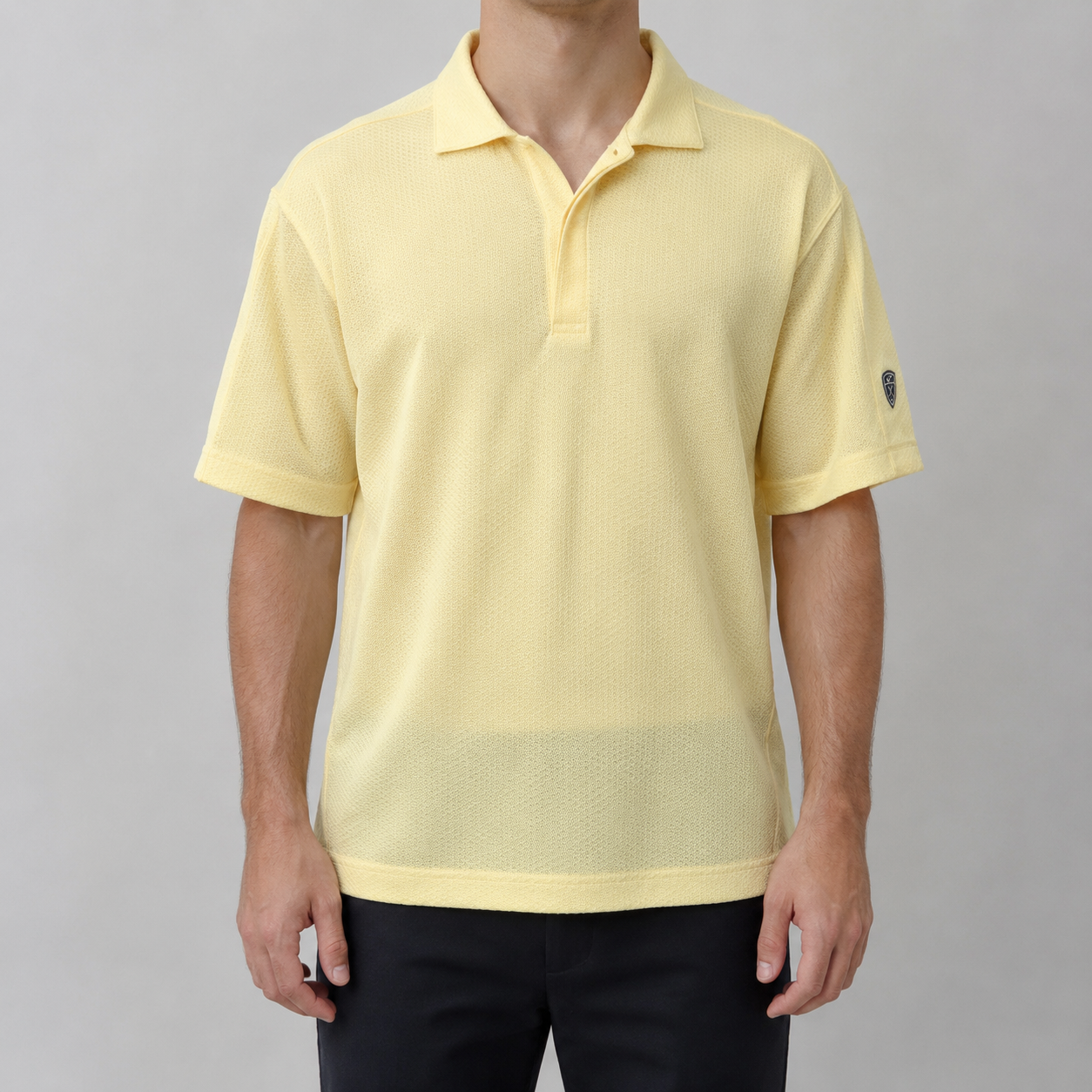 Vintage Y2K Nike Golf Polo Men's S Yellow Textured Jersey Golf Logo T-shirt Collared