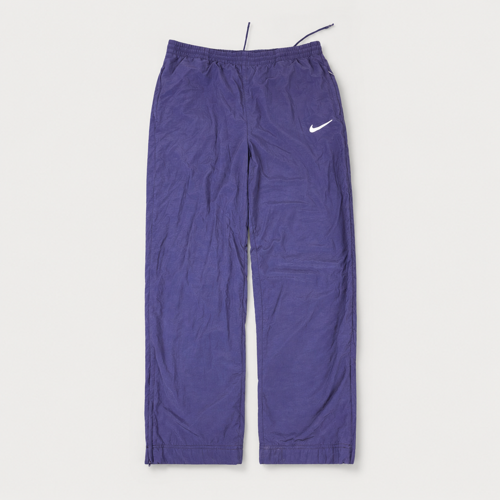 Vintage 90's Nike Track Pants Men's L Navy White Swoosh Classic Joggers Wide Leg