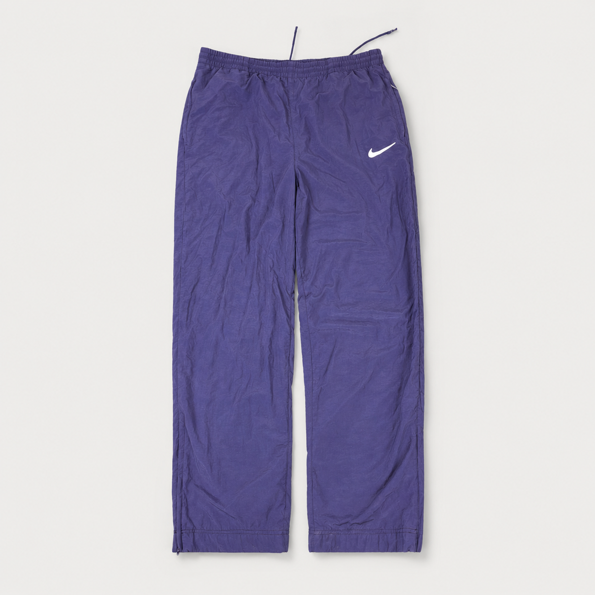 Vintage 90's Nike Track Pants Men's L Navy White Swoosh Classic Joggers Wide Leg