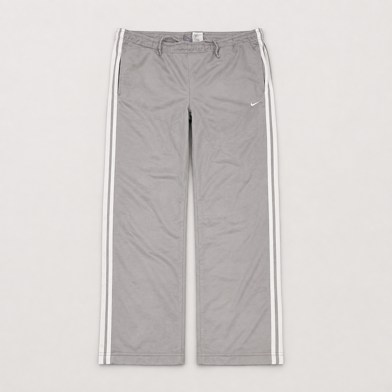 Vintage Y2K Nike Track Pants Men's XL Grey White Panels Swoosh Joggers Straight Leg