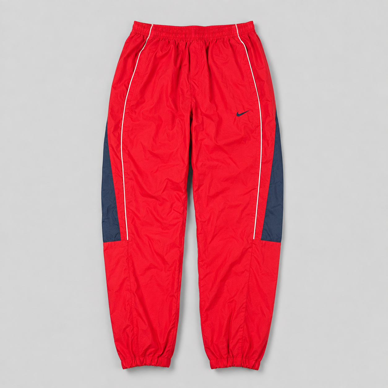 Vintage 00s Nike Track Pants Men's Medium Red Navy Cuffed Joggers
