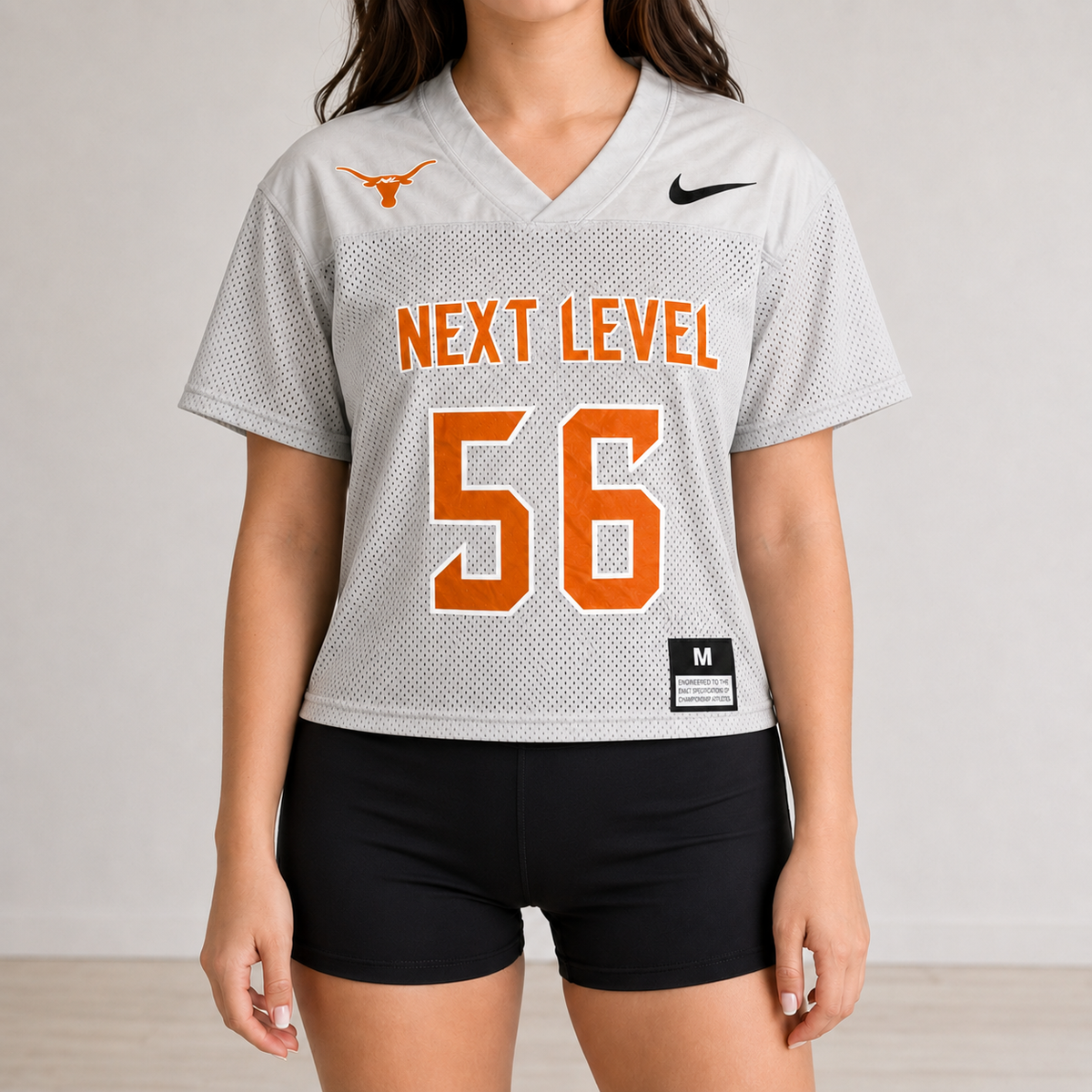 Nike Texas Longhorns Jersey Women's XS Grey Dri-Fit T-shirt V-Neck