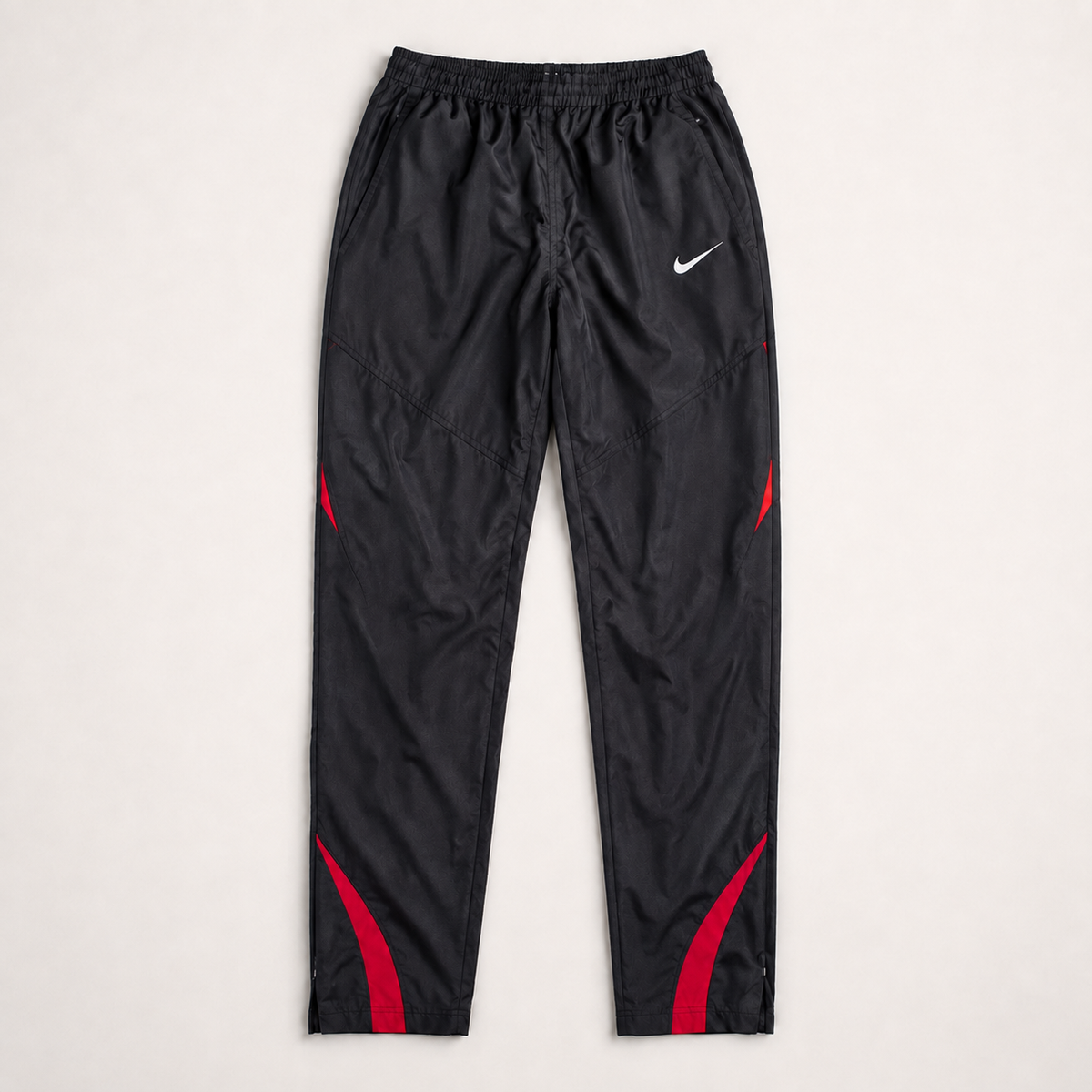 Vintage Y2K Nike Football Track Pants Size S Black Red T90 Logo Tapered Ankle Zip