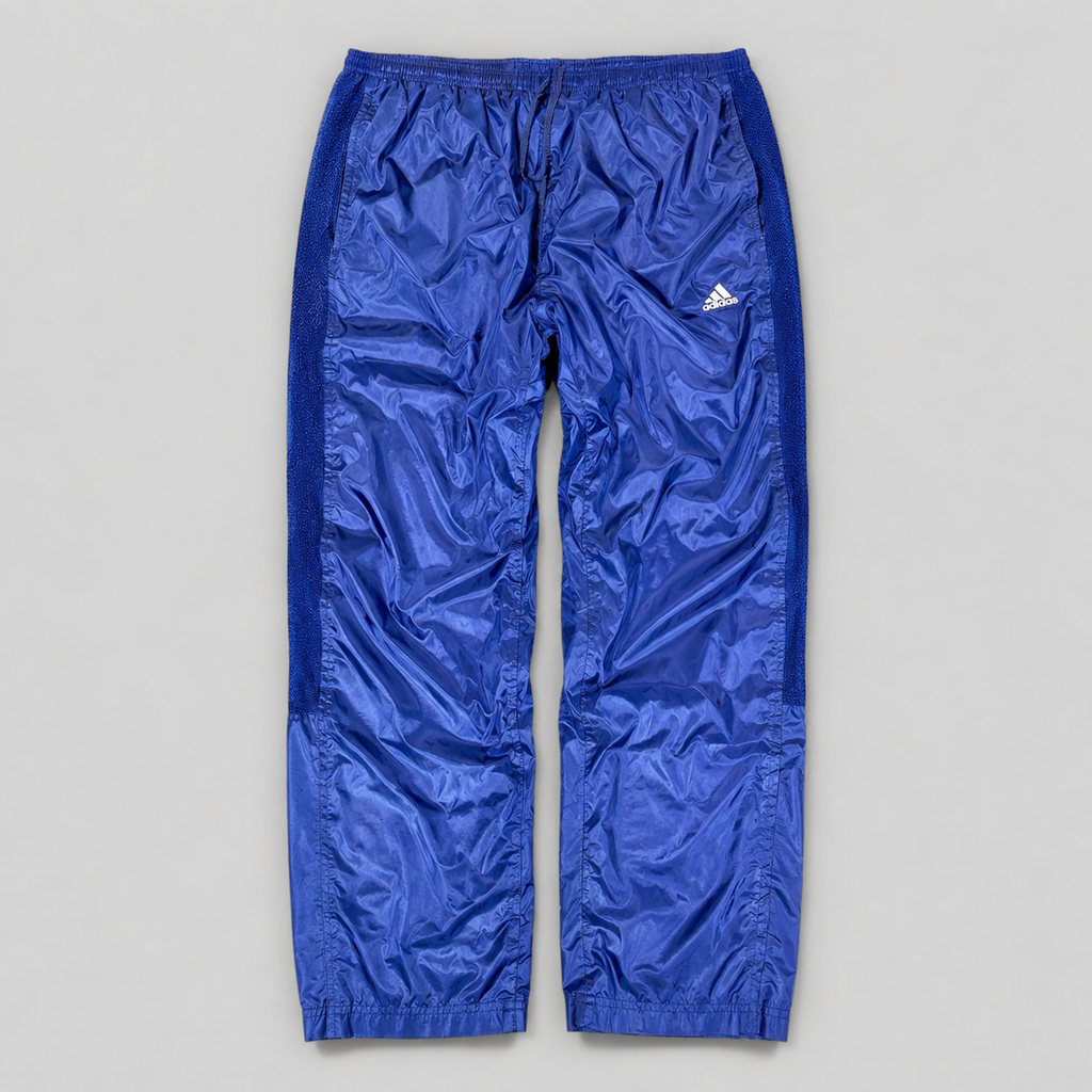 Vintage 90s Adidas Track Pants Men’s XL Navy Nylon Hip Logo Mesh Side Panels