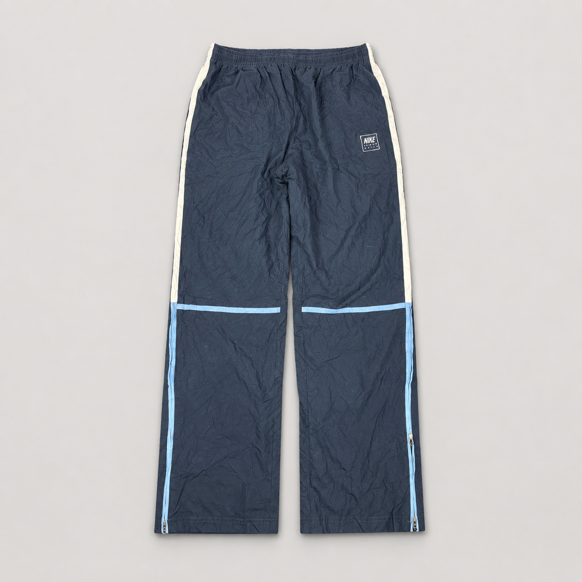 Vintage Y2K Nike Spain Track Pants Men's L Navy Blue Piping White Spell Out Joggers
