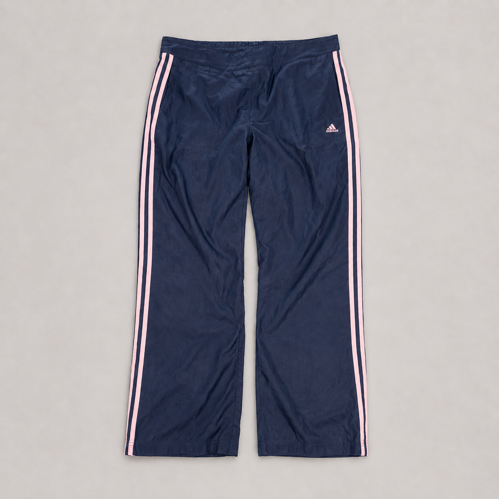 Vintage Y2K Adidas Track Pants Women's XL Navy blue pink 3 stripe logo