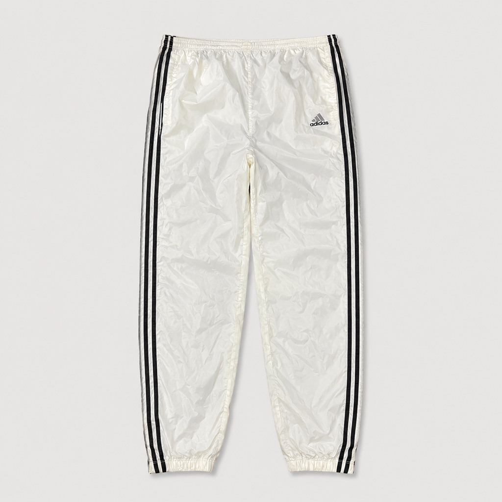 Vintage 90's Adidas Track Pants Men's L White black 3 stripe logo lightweight joggers
