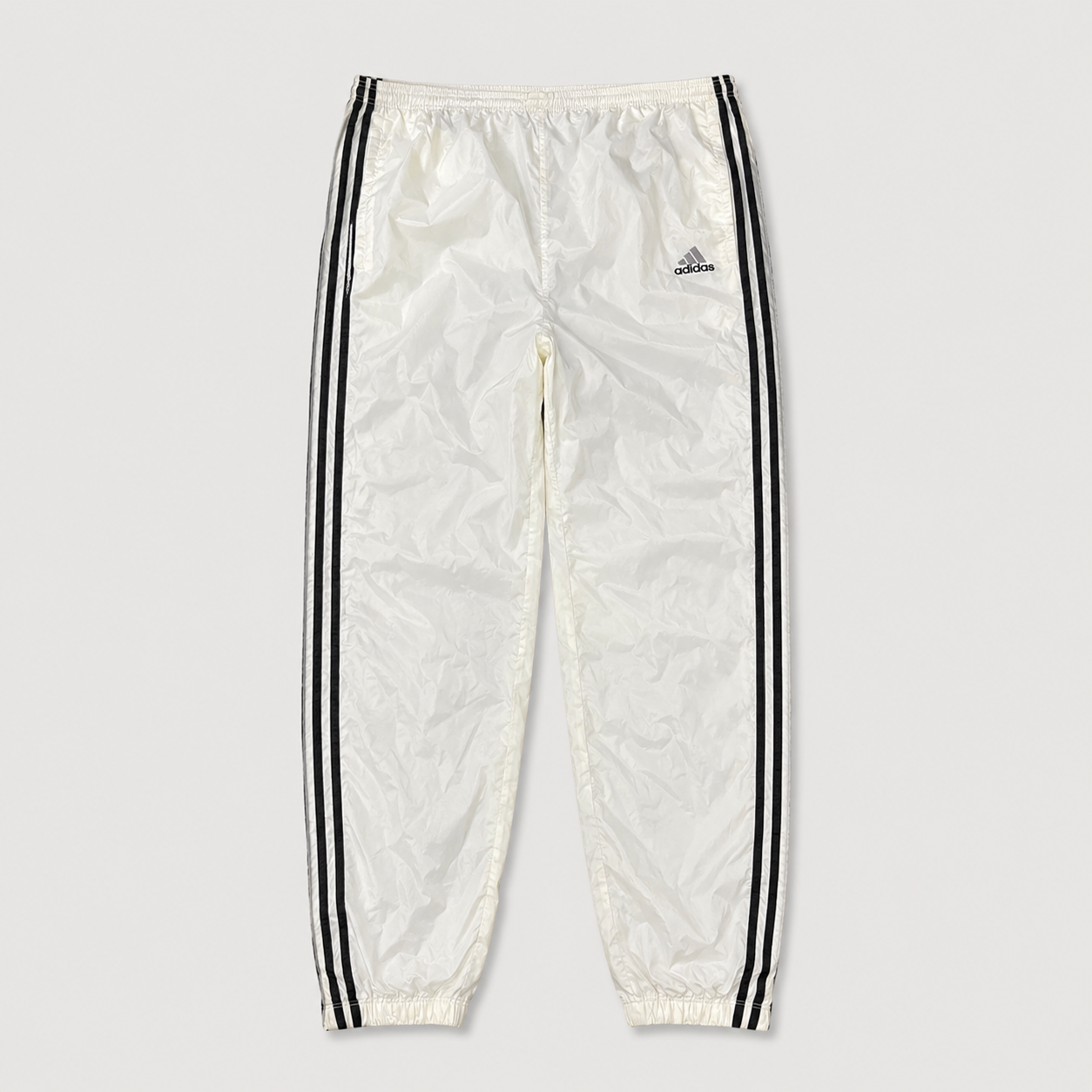 Vintage 90's Adidas Track Pants Men's L White black 3 stripe logo lightweight joggers