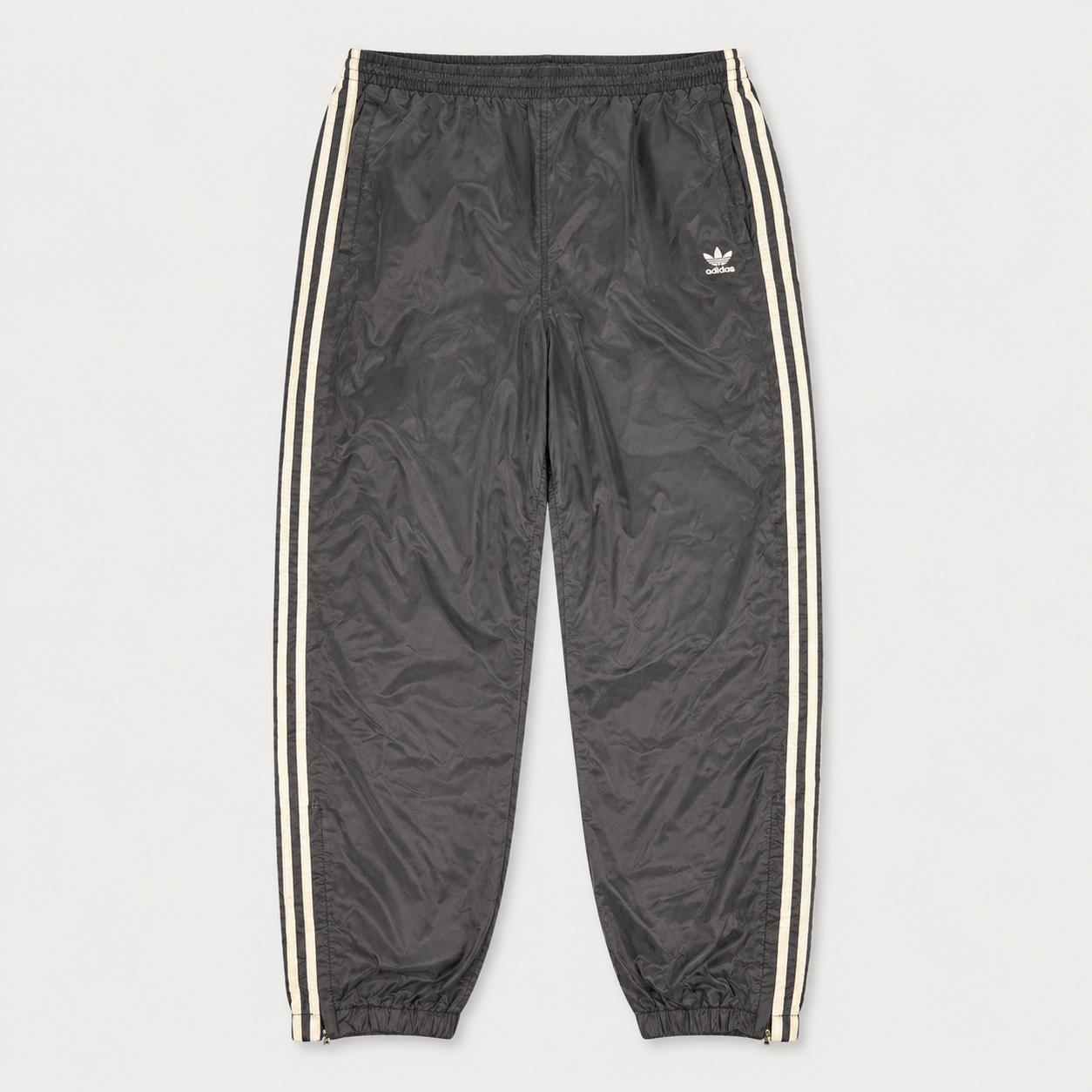 Vintage 90's Adidas Track Pants Men's L black white 3 stripe logo lightweight joggers