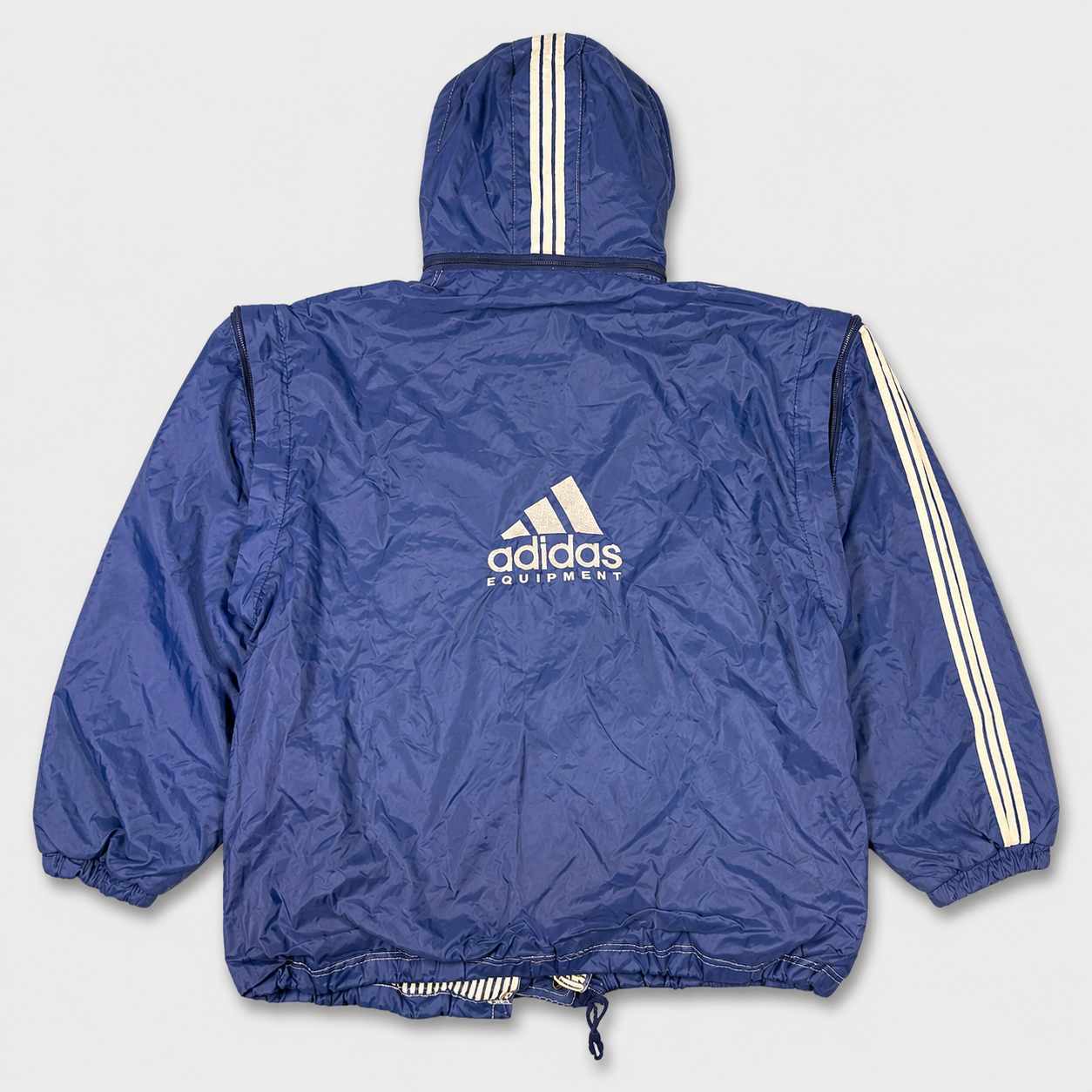 Vintage 90s Adidas Equipment Jacket Mens M Navy White Nylon Zip Off Windbreaker
