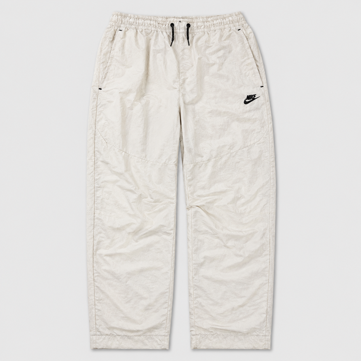 Nike Track Pants Size L Off White Black Hip Logo Techwear Tapered Leg Nylon Windbreakers