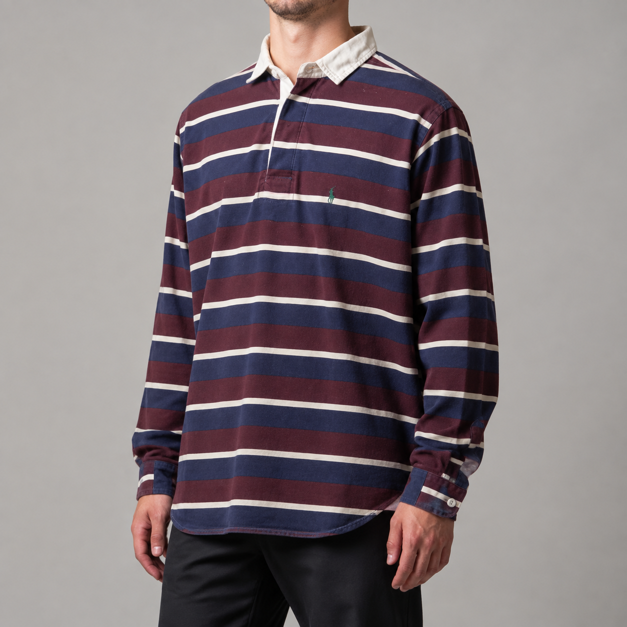 Vintage 90's Ralph Lauren Rugby Polo Men's XL Red Blue Striped Shirt Jersey Mix