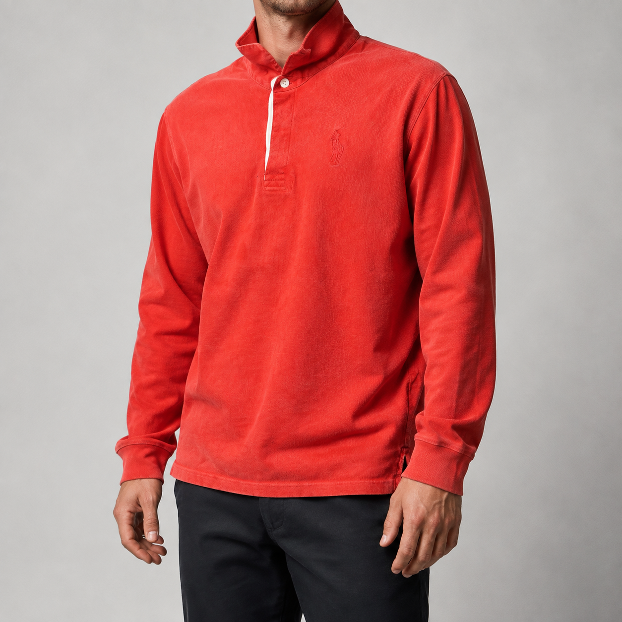 Vintage 90's Ralph Lauren Rugby Polo Men's S Double Red Big Pony Collared