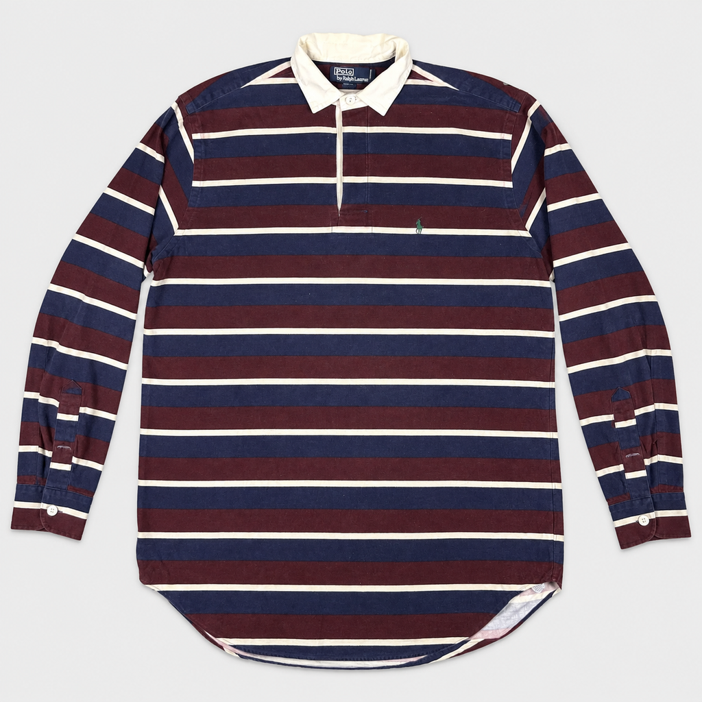 Vintage 90's Ralph Lauren Rugby Polo Men's XL Red Blue Striped Shirt Jersey Mix
